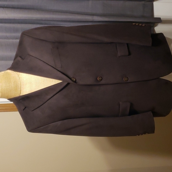 Ralph lauren chaps chocolate brown microfiber soft blazer - Picture 1 of 8